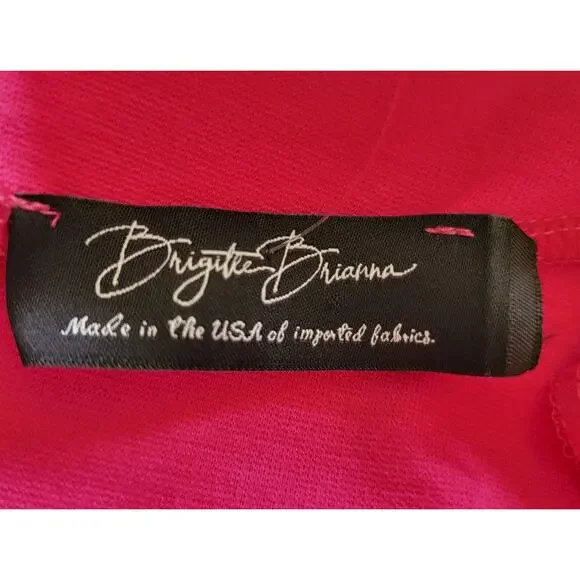 🗽 Brigitte Brianna New York Dress Women L Fuchsia Modest Midi– Made in USA Chic - Picture 15 of 16